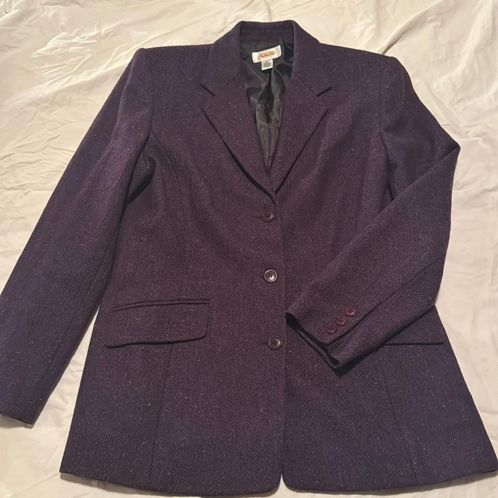 Talbots deep purple tweed blazer